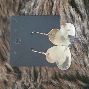 💛THANDMADE HANDCRAFTED EARRINGS METAL HEART DANGLES ONE SIZE